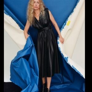 Zara faux leather midi dress